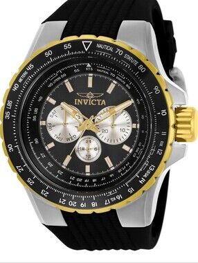 Invicta Aviator Quartz Watch Black and Gold Men's Watch